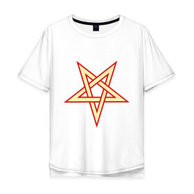 Мужская футболка хлопок Oversize с принтом Звезда пентограмма в Екатеринбурге, 100% хлопок | свободный крой, круглый ворот, “спинка” длиннее передней части | дьяволы | звезда пентограмма | монстры | привидения | свет