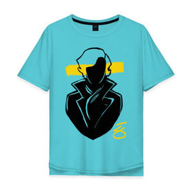 Мужская футболка хлопок Oversize с принтом Blind Sherlock в Екатеринбурге, 100% хлопок | свободный крой, круглый ворот, “спинка” длиннее передней части | blind sherlock | кино | шерлок холмс