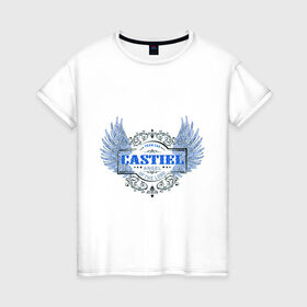 Женская футболка хлопок с принтом Ангел Кастиэль - Сверхъестественное в Екатеринбурге, 100% хлопок | прямой крой, круглый вырез горловины, длина до линии бедер, слегка спущенное плечо | ангел кастиэль | сверхъестественное | сериалы