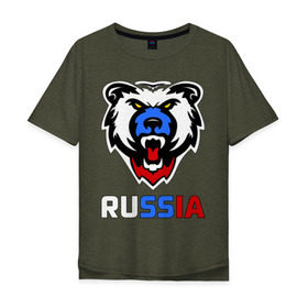 Мужская футболка хлопок Oversize с принтом Русский медведь в Екатеринбурге, 100% хлопок | свободный крой, круглый ворот, “спинка” длиннее передней части | медведь | русский медведь | я русский