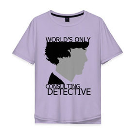 Мужская футболка хлопок Oversize с принтом Sherlock Detective в Екатеринбурге, 100% хлопок | свободный крой, круглый ворот, “спинка” длиннее передней части | sherlock detective | кино | мультфильмы и тв 
подкатегория: | сыщик | холмс | хомс