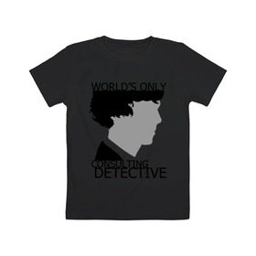 Детская футболка хлопок с принтом Sherlock Detective в Екатеринбурге, 100% хлопок | круглый вырез горловины, полуприлегающий силуэт, длина до линии бедер | sherlock detective | кино | мультфильмы и тв 
подкатегория: | сыщик | холмс | хомс