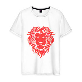 Мужская футболка хлопок с принтом Король джунглей в Екатеринбурге, 100% хлопок | прямой крой, круглый вырез горловины, длина до линии бедер, слегка спущенное плечо. | Тематика изображения на принте: голова льва | животное | король джунглей | лев