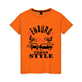 Женская футболка хлопок с принтом enduro urban style в Екатеринбурге, 100% хлопок | прямой крой, круглый вырез горловины, длина до линии бедер, слегка спущенное плечо | enduro urban style | автомобильные | город | мотоциклы | стиль