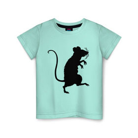 Детская футболка хлопок с принтом Силуэт крысы в Екатеринбурге, 100% хлопок | круглый вырез горловины, полуприлегающий силуэт, длина до линии бедер | Тематика изображения на принте: животные | крыса | мышь | силуэт крысы | хомяк