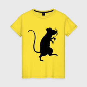Женская футболка хлопок с принтом Силуэт крысы в Екатеринбурге, 100% хлопок | прямой крой, круглый вырез горловины, длина до линии бедер, слегка спущенное плечо | животные | крыса | мышь | силуэт крысы | хомяк