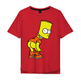 Мужская футболка хлопок Oversize с принтом Барт Симпсон Simpson в Екатеринбурге, 100% хлопок | свободный крой, круглый ворот, “спинка” длиннее передней части | барт симпсон simpson | симпсоны