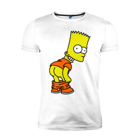 Мужская футболка премиум с принтом Барт Симпсон Simpson в Екатеринбурге, 92% хлопок, 8% лайкра | приталенный силуэт, круглый вырез ворота, длина до линии бедра, короткий рукав | Тематика изображения на принте: барт симпсон simpson | симпсоны
