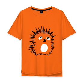 Мужская футболка хлопок Oversize с принтом Колючий ёжик в Екатеринбурге, 100% хлопок | свободный крой, круглый ворот, “спинка” длиннее передней части | ежик в тумане | животные | колючий ёжик | колючки