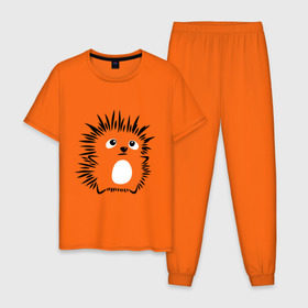 Мужская пижама хлопок с принтом Колючий ёжик в Екатеринбурге, 100% хлопок | брюки и футболка прямого кроя, без карманов, на брюках мягкая резинка на поясе и по низу штанин
 | ежик в тумане | животные | колючий ёжик | колючки