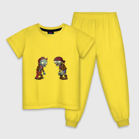 Детская пижама хлопок с принтом Зомби против Растений в Екатеринбурге, 100% хлопок |  брюки и футболка прямого кроя, без карманов, на брюках мягкая резинка на поясе и по низу штанин
 | зомби