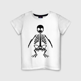 Детская футболка хлопок с принтом Пингвин скелет в Екатеринбурге, 100% хлопок | круглый вырез горловины, полуприлегающий силуэт, длина до линии бедер | пингвин | скелет