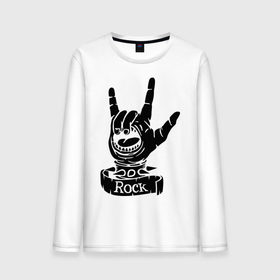 Мужской лонгслив хлопок с принтом Рок жест в Екатеринбурге, 100% хлопок |  | жест | зубы | метал | музыка | рок жест | рука | язык