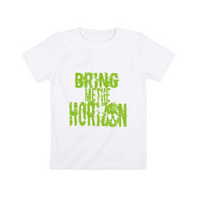 Детская футболка хлопок с принтом Bring me the horizon logo в Екатеринбурге, 100% хлопок | круглый вырез горловины, полуприлегающий силуэт, длина до линии бедер | bring me to horizon | hardcore | kubana 2014 | кубана | лого | музыка | с группами | фестиваль | череп
