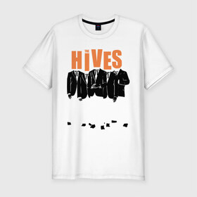 Мужская футболка премиум с принтом The Hives (пиджаки) в Екатеринбурге, 92% хлопок, 8% лайкра | приталенный силуэт, круглый вырез ворота, длина до линии бедра, короткий рукав | Тематика изображения на принте: kubana 2014 | the hives | альтернатива | кубана 2014 | музыка | рок | с группами | фестиваль