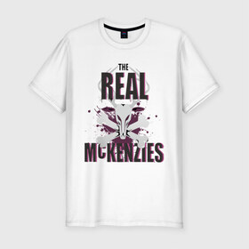 Мужская футболка премиум с принтом The real McKenzies (брызги) в Екатеринбурге, 92% хлопок, 8% лайкра | приталенный силуэт, круглый вырез ворота, длина до линии бедра, короткий рукав | Тематика изображения на принте: 