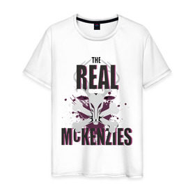 Мужская футболка хлопок с принтом The real McKenzies (брызги) в Екатеринбурге, 100% хлопок | прямой крой, круглый вырез горловины, длина до линии бедер, слегка спущенное плечо. | 