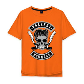 Мужская футболка хлопок Oversize с принтом Volbeat в Екатеринбурге, 100% хлопок | свободный крой, круглый ворот, “спинка” длиннее передней части | denmark | kubana | volbeat | бритвы | кубана | олдскул | рок | рокабилли | с группами | череп