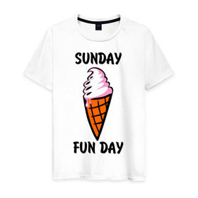Мужская футболка хлопок с принтом Рожок в Екатеринбурге, 100% хлопок | прямой крой, круглый вырез горловины, длина до линии бедер, слегка спущенное плечо. | sunday fun day | воскресенье веселый день