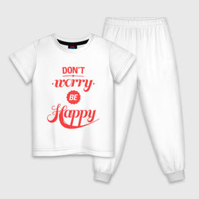 Детская пижама хлопок с принтом Dont worry be happy в Екатеринбурге, 100% хлопок |  брюки и футболка прямого кроя, без карманов, на брюках мягкая резинка на поясе и по низу штанин
 | dont worry be happy | девушкам | не волнуйтесь быть счастливым | счастье