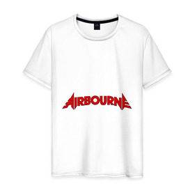 Мужская футболка хлопок с принтом airbourne в Екатеринбурге, 100% хлопок | прямой крой, круглый вырез горловины, длина до линии бедер, слегка спущенное плечо. | airbourne | kubana | кубана | лого | логотип | метал | музыка | подарок | разное | рок