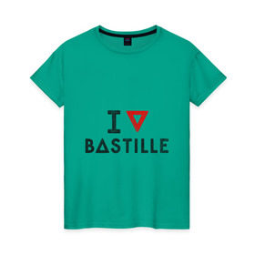 Женская футболка хлопок с принтом Bastille в Екатеринбурге, 100% хлопок | прямой крой, круглый вырез горловины, длина до линии бедер, слегка спущенное плечо | bastille | pop rock | rock | альтернатива | инди рок | музыка | поп рок | рок | сердце | треугольник | я люблю