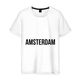 Мужская футболка хлопок с принтом Amsterdam в Екатеринбурге, 100% хлопок | прямой крой, круглый вырез горловины, длина до линии бедер, слегка спущенное плечо. | amsterdam | амстердам | голландия | туристические