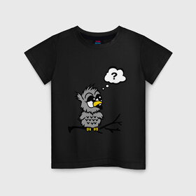 Детская футболка хлопок с принтом Птичка сидит на веточке в Екатеринбурге, 100% хлопок | круглый вырез горловины, полуприлегающий силуэт, длина до линии бедер | веточка | животные | птичка | сидит
