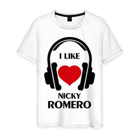Мужская футболка хлопок с принтом Мне нравится Nicky Romero в Екатеринбурге, 100% хлопок | прямой крой, круглый вырез горловины, длина до линии бедер, слегка спущенное плечо. | 