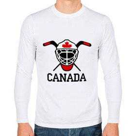 Мужской лонгслив хлопок с принтом Canada (Канадский хоккей) в Екатеринбурге, 100% хлопок |  | canada | канадский | клюшка | спорт | хоккей | шайба
