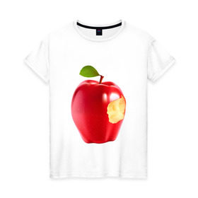 Женская футболка хлопок с принтом В яблочко! в Екатеринбурге, 100% хлопок | прямой крой, круглый вырез горловины, длина до линии бедер, слегка спущенное плечо | apple | в яблочко | любовь | яблоко