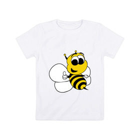 Детская футболка хлопок с принтом Пчёлка в Екатеринбурге, 100% хлопок | круглый вырез горловины, полуприлегающий силуэт, длина до линии бедер | животные | прикольные картинки | пчёлка | шмель