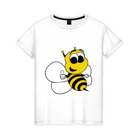 Женская футболка хлопок с принтом Пчёлка в Екатеринбурге, 100% хлопок | прямой крой, круглый вырез горловины, длина до линии бедер, слегка спущенное плечо | животные | прикольные картинки | пчёлка | шмель