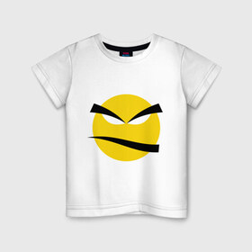 Детская футболка хлопок с принтом Злой смайлик в Екатеринбурге, 100% хлопок | круглый вырез горловины, полуприлегающий силуэт, длина до линии бедер | bad | smile | yellow | грозный | желтый | злой | смайл | смайлик