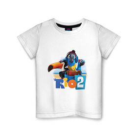 Детская футболка хлопок с принтом Рио 2 в Екатеринбурге, 100% хлопок | круглый вырез горловины, полуприлегающий силуэт, длина до линии бедер | голубчик | жемчужинка | мультик | мультфильм | попугай | рафаэль | рио | рио 2