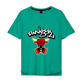Мужская футболка хлопок Oversize с принтом Чикаго Булс Danger Chicago Bulls в Екатеринбурге, 100% хлопок | свободный крой, круглый ворот, “спинка” длиннее передней части | chicago bulls | swag | булс danger | бык | чикаго