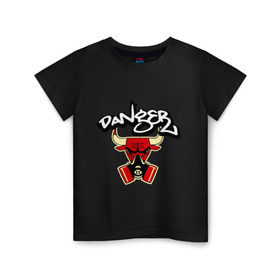 Детская футболка хлопок с принтом Чикаго Булс Danger Chicago Bulls в Екатеринбурге, 100% хлопок | круглый вырез горловины, полуприлегающий силуэт, длина до линии бедер | Тематика изображения на принте: chicago bulls | swag | булс danger | бык | чикаго