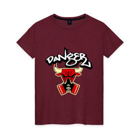 Женская футболка хлопок с принтом Чикаго Булс Danger Chicago Bulls в Екатеринбурге, 100% хлопок | прямой крой, круглый вырез горловины, длина до линии бедер, слегка спущенное плечо | chicago bulls | swag | булс danger | бык | чикаго