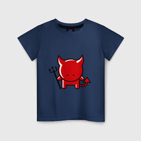 Детская футболка хлопок с принтом Маленький красный чертёнок в Екатеринбурге, 100% хлопок | круглый вырез горловины, полуприлегающий силуэт, длина до линии бедер | Тематика изображения на принте: дьяволы | красный | маленький | монстры | привидения | черт | чертёнок