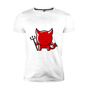 Мужская футболка премиум с принтом Маленький красный чертёнок в Екатеринбурге, 92% хлопок, 8% лайкра | приталенный силуэт, круглый вырез ворота, длина до линии бедра, короткий рукав | Тематика изображения на принте: дьяволы | красный | маленький | монстры | привидения | черт | чертёнок