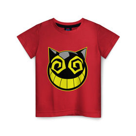 Детская футболка хлопок с принтом Сумасшедший смайл в Екатеринбурге, 100% хлопок | круглый вырез горловины, полуприлегающий силуэт, длина до линии бедер | глаза чеширский кот | кот | котик | мультфильмы | смайл | сумасшедший смайл