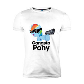 Мужская футболка премиум с принтом Gangsta pony в Екатеринбурге, 92% хлопок, 8% лайкра | приталенный силуэт, круглый вырез ворота, длина до линии бедра, короткий рукав | gangsta pony | my little pony | pony | брони | ганста пони | оружие | очки | пистолет | пони
