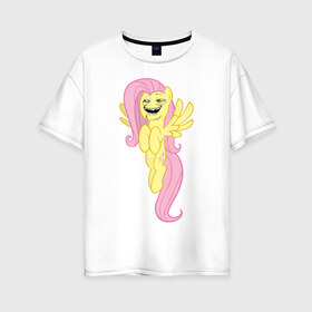 Женская футболка хлопок Oversize с принтом Пони троллфейс в Екатеринбурге, 100% хлопок | свободный крой, круглый ворот, спущенный рукав, длина до линии бедер
 | my little pony | pony | брони | пони | пони троллфейс | тролл