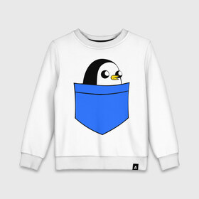 Детский свитшот хлопок с принтом Пингвин в кармане в Екатеринбурге, 100% хлопок | круглый вырез горловины, эластичные манжеты, пояс и воротник | Тематика изображения на принте: пингвин