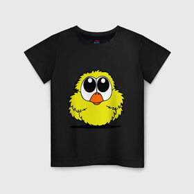 Детская футболка хлопок с принтом Цыпленок в Екатеринбурге, 100% хлопок | круглый вырез горловины, полуприлегающий силуэт, длина до линии бедер | жёлтый | животные | птичка | цыпка | цыпленок