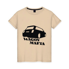 Женская футболка хлопок с принтом WAGON MAFIA в Екатеринбурге, 100% хлопок | прямой крой, круглый вырез горловины, длина до линии бедер, слегка спущенное плечо | дрифт