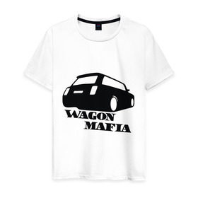 Мужская футболка хлопок с принтом WAGON MAFIA в Екатеринбурге, 100% хлопок | прямой крой, круглый вырез горловины, длина до линии бедер, слегка спущенное плечо. | дрифт