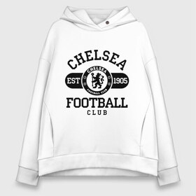 Женское худи Oversize хлопок с принтом Chelsea футбольный клуб в Екатеринбурге, френч-терри — 70% хлопок, 30% полиэстер. Мягкий теплый начес внутри —100% хлопок | боковые карманы, эластичные манжеты и нижняя кромка, капюшон на магнитной кнопке | 1905 | chelsea | chelsea logo | fc | footbal club | лого | логотип | спорт | футбол | футбольный клуб | челси