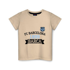 Детская футболка хлопок с принтом Barca в Екатеринбурге, 100% хлопок | круглый вырез горловины, полуприлегающий силуэт, длина до линии бедер | barcelona | fc | fc barcelona | footbal club | барселона | лого | логотип | спорт | футбол | футбольный клуб