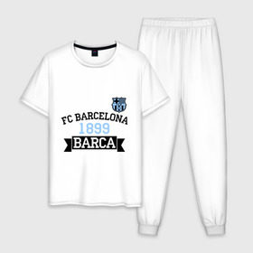 Мужская пижама хлопок с принтом Barca в Екатеринбурге, 100% хлопок | брюки и футболка прямого кроя, без карманов, на брюках мягкая резинка на поясе и по низу штанин
 | barcelona | fc | fc barcelona | footbal club | барселона | лого | логотип | спорт | футбол | футбольный клуб
